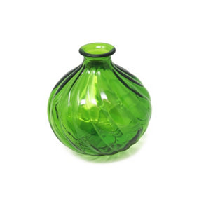 Recycled Glass Ola Lime Green Home Décor Small Round Vase (H) 17cm