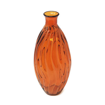 Recycled Glass Ola Orange Home Décor Medium Tall Vase (H) 31cm