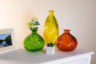 Recycled Glass Ola Orange Home Décor Medium Tall Vase (H) 31cm