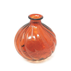 Recycled Glass Ola Orange Home Décor Small Round Vase (H) 17cm