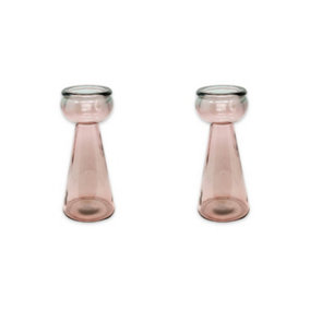 Recycled Glass Pink Set of 2 Home Décor Candle Holders (H) 30cm