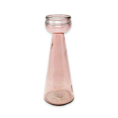 Recycled Glass Pink Set of 2 Home Décor Candle Holders (H) 40cm
