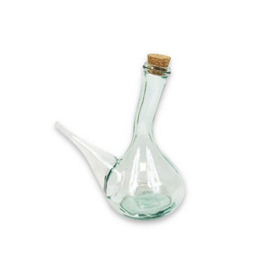 Recycled Glass Spanish Porron decanter/Pourer with cork 500ml - 17cm (W) x 21cm (H)