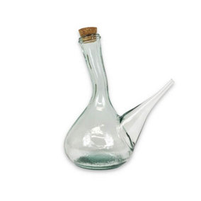 Recycled Glass Spanish Porron decanter/Pourer with cork 750ml - 20cm (W) x 23cm (H)
