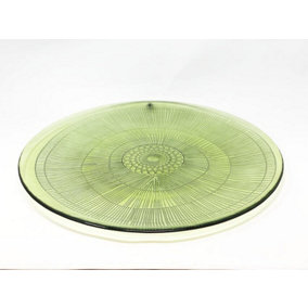 Recycled Glass Zenda Green Lines Kitchen Dining Large Platter (Diam) 45cm