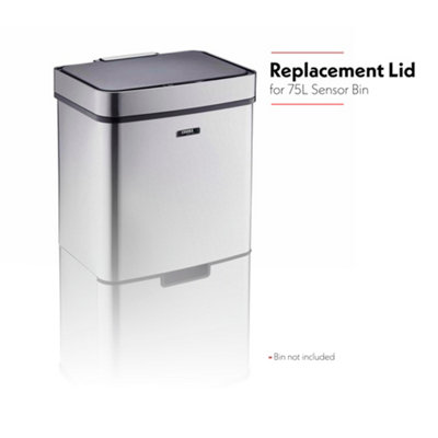 Recycling Bin 75L Replacement Sensor Lid Rubbish Bin - LID ONLY - Silver/Black