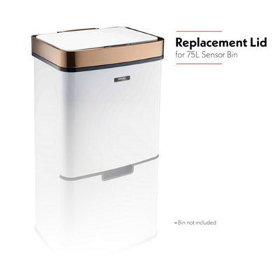 Recycling Bin 75L Replacement Sensor Lid Waste Bin - LID ONLY - White / Copper