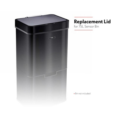Recycling Bin 75L Replacement Sensor Lid Waste Rubbish Bin  - LID ONLY - Black
