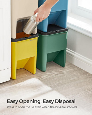 Recycling Bins, Set of 4 Stackable Trash Bins, Waste Separation System ...