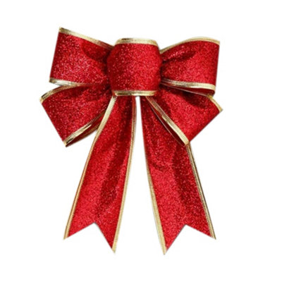 Red 10-piece Bow Ribbon Christmas Tree Decorations 25cm L x 20cm W