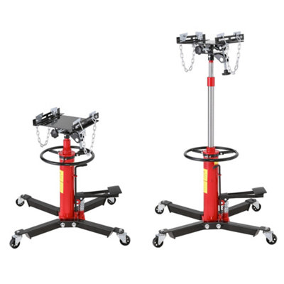 Red 2 Stage 0.5 Ton Spring Loaded Vertical Hydraulic Transmission Jack with Castors