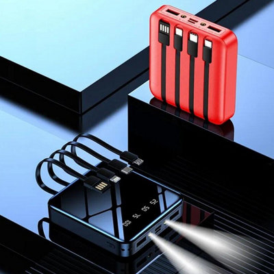 Red 20000mAh Powerbank - USB Powered Mobile Phone & Tablet Portable Device Power Bank Charger Charging Station with LED Display