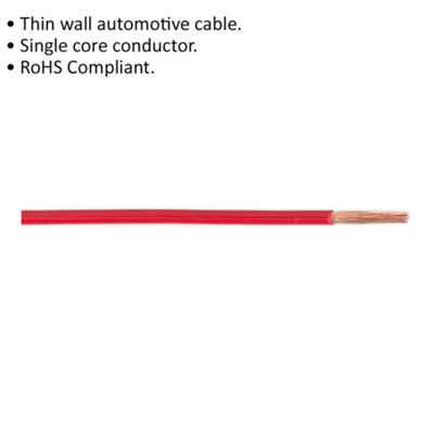 Red 25A Thin Wall Automotive Cable - 30m Reel - Single Core - RoHS Compliant