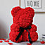 Red 40CM Artificial  Rose Teddy Bear Festivals Gift with Box and LED Light