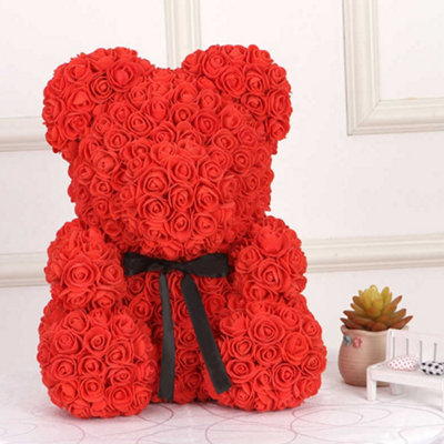 Red 40CM Artificial Rose Teddy Bear Festivals Gift with Box and LED Light