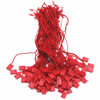 Red 7 Inch Nylon String Hang Tag with Snap Lock Pin, 100pcs
