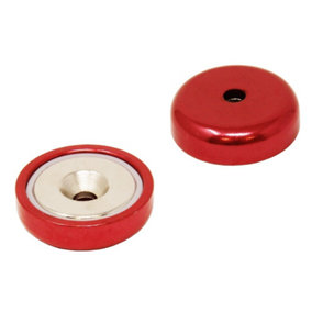 Red A Type Neodymium Pot Magnet for Arts, Crafts, Model Making, DIY, Hobbies, Office, and Home - 32mm dia