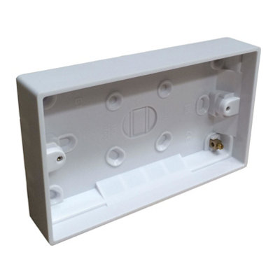 Red and Grey 5 x Rear Box 25 mm Pattress Double 2 Gang Electric Socket Surface-Mounted