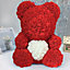 Red and White 40CM Artificial  Rose Teddy Bear Festivals Gift with Box and LED Light