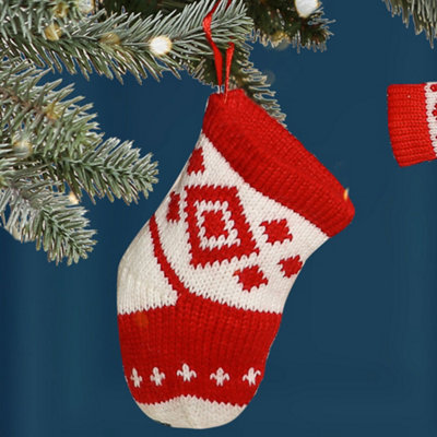 Red and White Stocking Christmas Tree Decoration