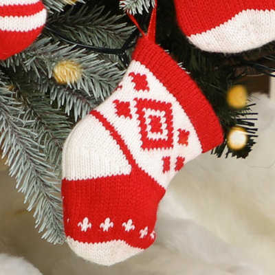 Red and White Stocking Christmas Tree Decoration