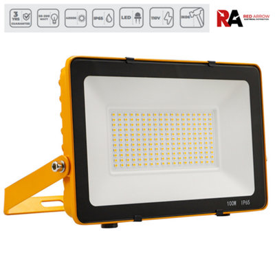 Red Arrow 110V LED Floodlight 100W Slim - Site Lighting 4000K IP65 Rated with Integrated LEDs