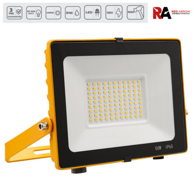 Red Arrow 110V LED Floodlight 50W Slim - Site Lighting 4000K IP65 Rated with Integrated LEDs