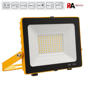 Red Arrow 50W 110V Slim LED Floodlight - Site Lighting 4000K IP65 Rated with Integrated LEDs