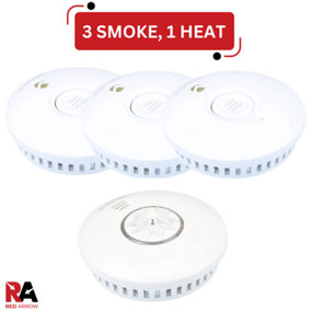 Red Arrow Battery Operated Smoke Detectors & Heat Alarm Radio Frequency Interconnect: 3 Smoke / 1 Heat