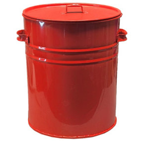 Red Ash Bucket for Indoors and Outdoors - Large Ash Bucket with Lid - 30 L Ash Bucket in Red - Fireplace Ash Bin