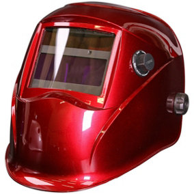 Red Auto Darkening Welding Helmet - Adjustable Shade Knob - Grinding Function