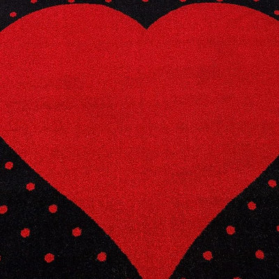 Red & Black Heart Kids Circle Rug - Bambi - 120cm