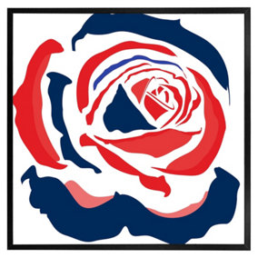 Red & blue rose print (Picutre Frame) / 12x12" / Oak
