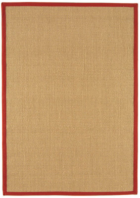 Red Bordered Plain Modern Easy to clean Rug for Dining Room Bed Room and Living Room-200cm X 300cm