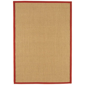 Red Bordered Plain Modern Easy to clean Rug for Dining Room Bed Room and Living Room-240cm X 340cm