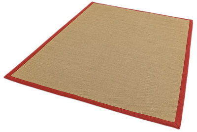 Red Bordered Plain Modern Easy to clean Rug for Dining Room Bed Room and Living Room-68 X 300cm (Runner)