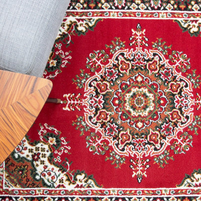 Red Bordered Traditional Living Room Rug 240x330cm