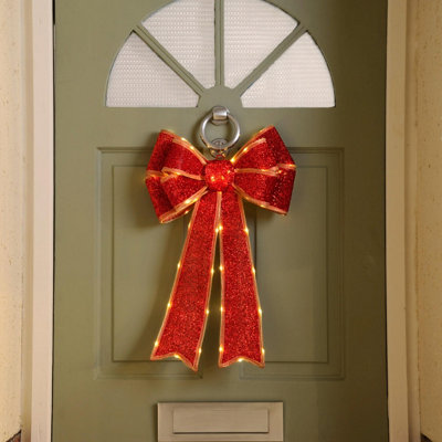 Red Bowknot Light with 84 Warm White Copper LED's