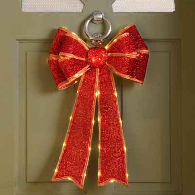 Red Bowknot Light with 84 Warm White Copper LED's - 4