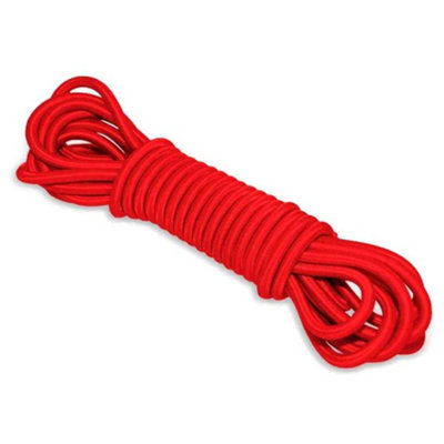 Red Bungee Cord - 10 m / 32 ft of 12 mm Bungee Rope, Shock Cord, Bungee Strap, Elastic Rope, Tie Down - Stretch at least 100%