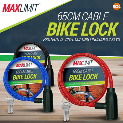 Red Cable Bike Lock with Key - Bike Locks High Security - Bike Chain ...