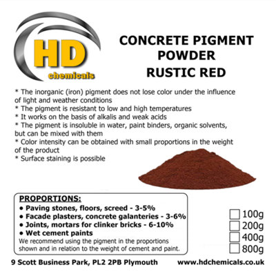 RED Cement Concrete Pigment Powder Dye 100g