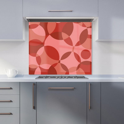 Red Circle Pattern Premium Glass Kitchen Splashback W900mm x H750mm