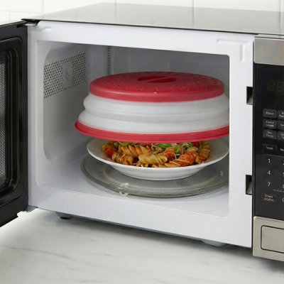 Red Collapsible Microwave Food Plate Dish Vented Cover Splatter Proof ...
