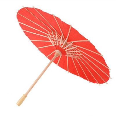 Red DIY Hand-Painted White Blank Paper Umbrella Decor Props for Kids