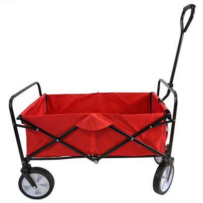 Red Festival Wagon Garden Cart Trolley Folding Multi-Purpose Big Wheels Holds 70kg - 3