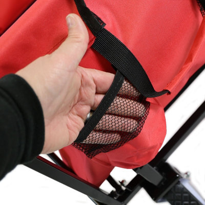 Red Festival Wagon Garden Cart Trolley Folding Multi-Purpose Big Wheels Holds 70kg - 7