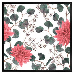 Red flowers, green leaves (Picutre Frame) / 12x12" / White