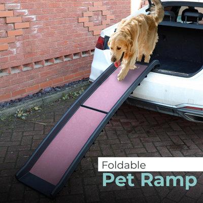 Red Foldable Pet Ramp, Lightweight Antislip Plastic Dog Car Ramp ...