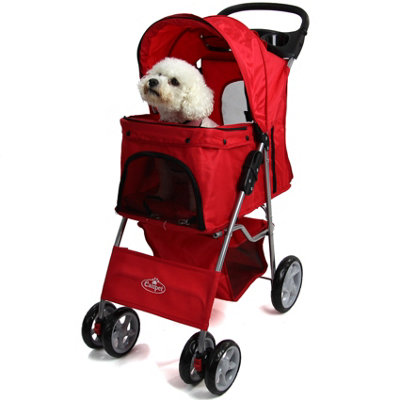 Red Folding Pushchair Pet Stroller DIY at B Q